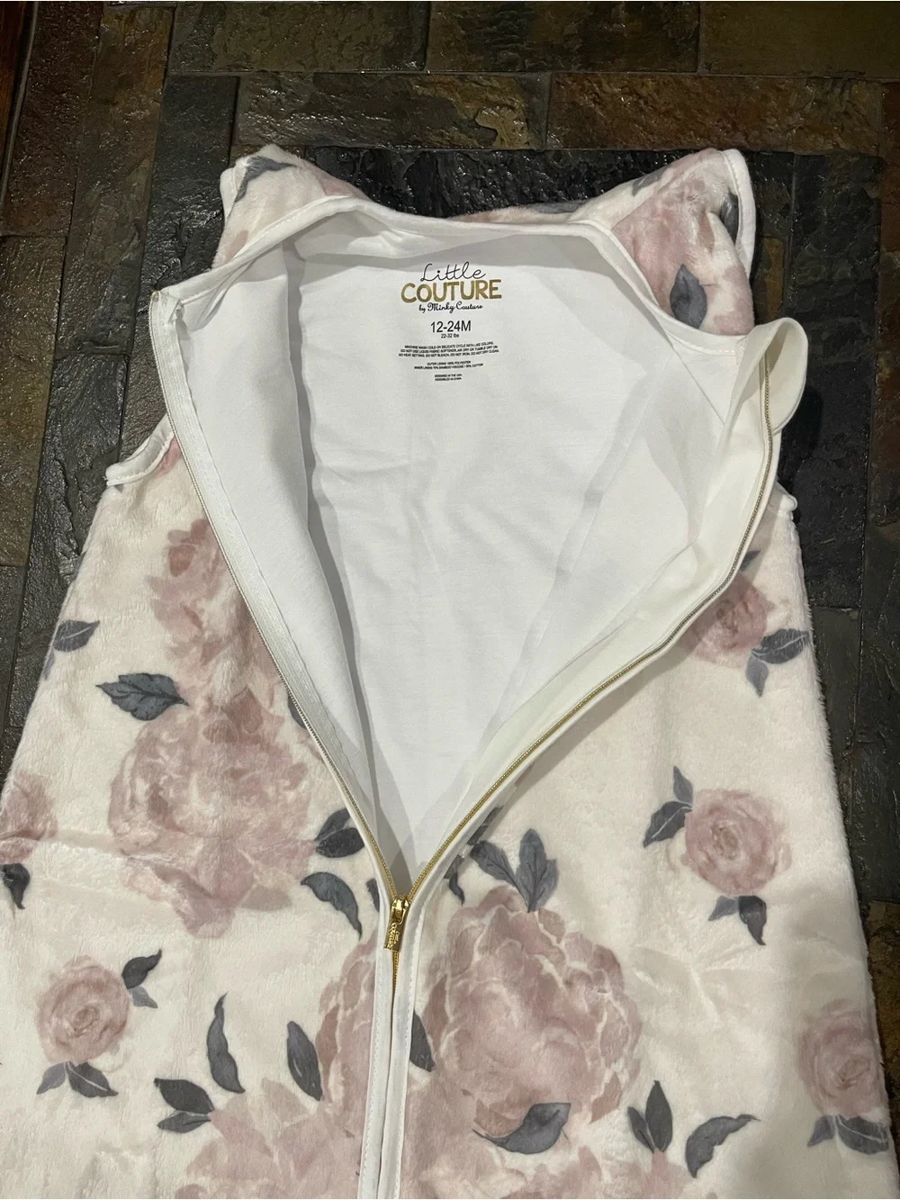 Little Couture by Minky Couture Vintage Rose Blush Sleeveless Baby Sleep Sack